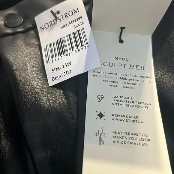 NYDJ NEW  Faux Leather Marilyn Straight Pants In Plus Size 14w NWT - Picture 10 of 10